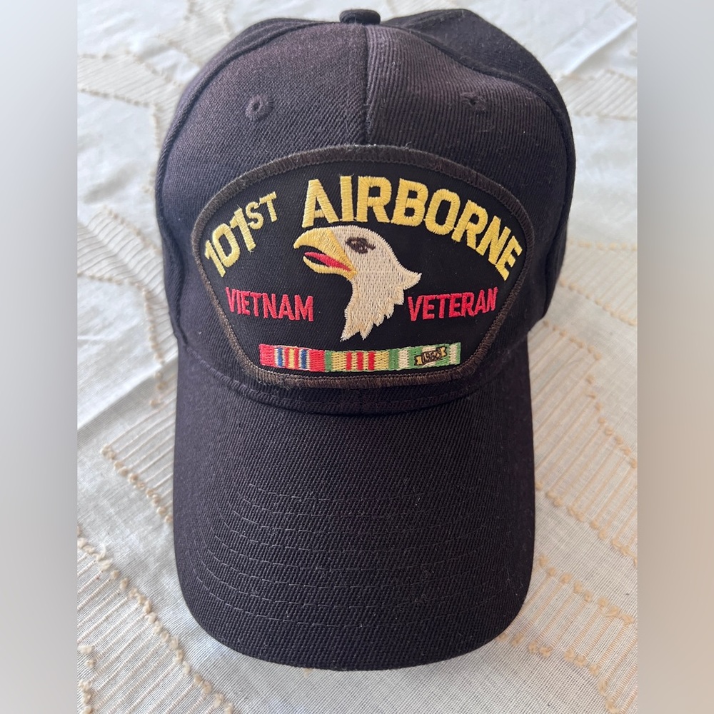 US ARMY 101st AIRBORNE DIVISION ABD VIETNAM VETERAN HAT W/ CAMPAIGN RIBBONS